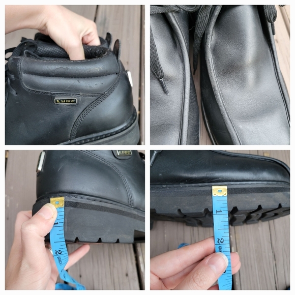Vintage 90s y2k Lugz Black Leather Lace-up Baseball‎ Toe Chunky Ankle Boots 10 main image 7